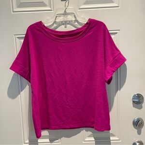 Gap Fit Fuchsia Cropped Active Short Sleeve Top XL, Burnout Dolman Roll Like NEW